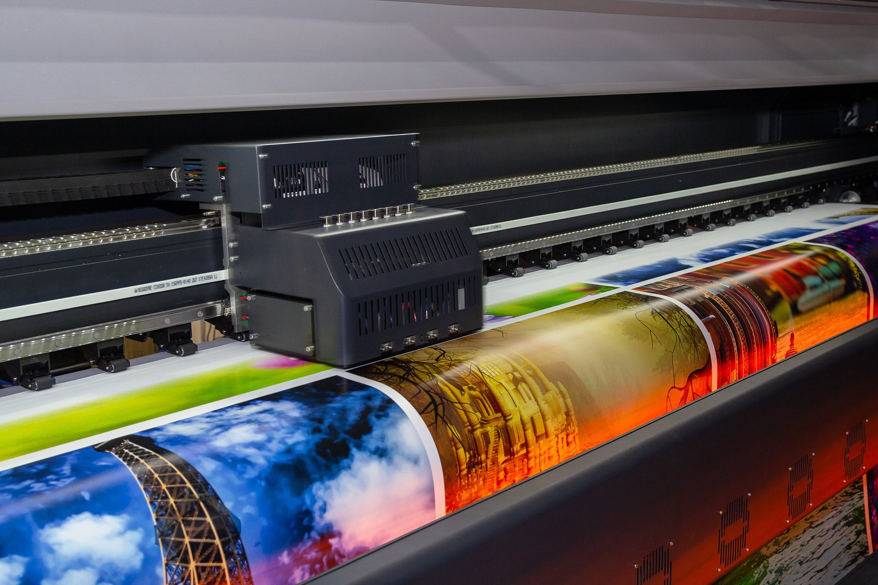 Large format printing machine in operation. Industry